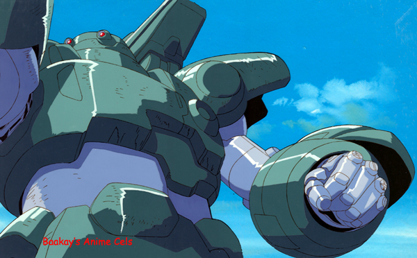 A fearsome big mech unit, seen from beneath.
